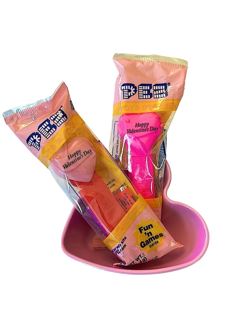 Happy Hearts Day Heart Shaped PEZ Vintage NEW IN PACKAGE Collectible Pink 1